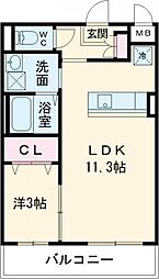 松阪市殿町マンション 1LDKの間取図画像