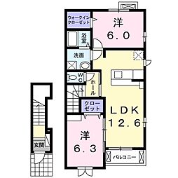 ツーオロール 2LDKの間取図画像