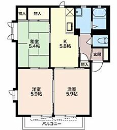 デュゼル2 3Kの間取図画像