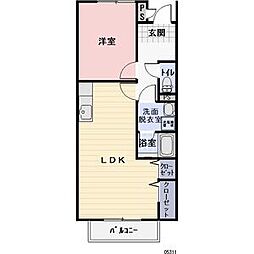 リバティハイツA 1LDKの間取図画像