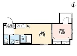 ノワール与野本町(ノワールヨノホンマチ) 1LDKの間取図画像