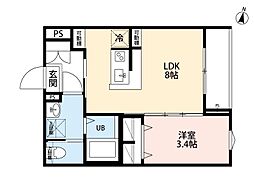 ノワール与野本町(ノワールヨノホンマチ) 1LDKの間取図画像