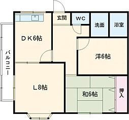 ラヴェール須佐 3DKの間取図画像