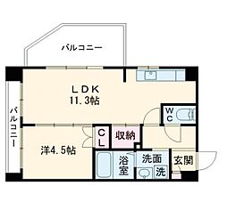 ウエル水前寺公園 1LDKの間取図画像