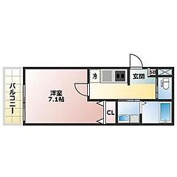 ALEGRIA日根野 1Kの間取図画像