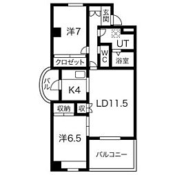 B・MOUND98 2LDKの間取図画像