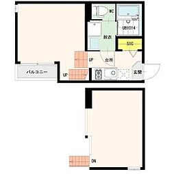 アルカンジュ三百人町 1Kの間取図画像