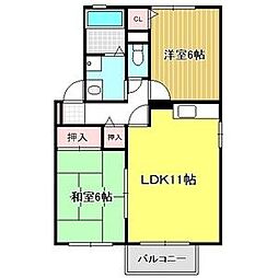 ファミール上条B 2LDKの間取図画像