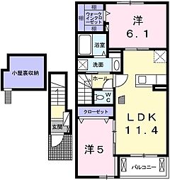 サンモール那波野 2LDKの間取図画像