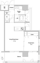 エンクレスト大手門3 1LDKの間取図画像