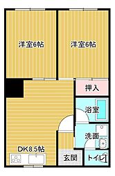 イーストコート 2DKの間取図画像