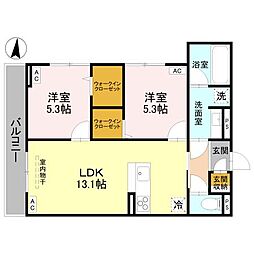 上越市上源入アパート 2LDKの間取図画像