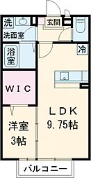 オーク 1LDKの間取図画像