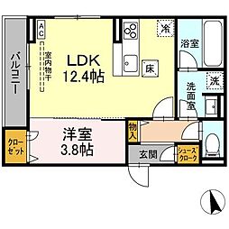 レーヴ・クレール東中央 1LDKの間取図画像