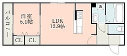エテルノ西熊本 1LDKの間取図画像