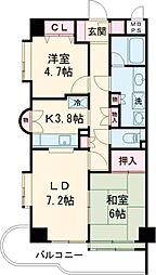 ウインベルコーラス前橋 2LDKの間取図画像