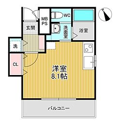 アムール ワンルームの間取図画像