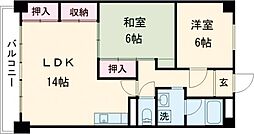 サンコート桟橋南 2LDKの間取図画像