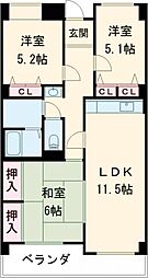 ホワイトキャッスル今池 3LDKの間取図画像