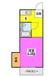 フェニックス香椎参道 1DKの間取図画像