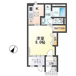 ココル 1Kの間取図画像