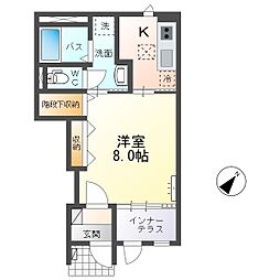 ココル 1Kの間取図画像
