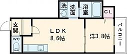GRANDIR堺 1LDKの間取図画像