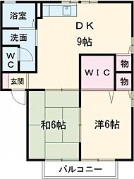 セジュール亀山E 2DKの間取図画像