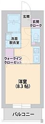 アンブル二番館 1Kの間取図画像