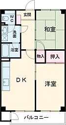 リバティライフ 2DKの間取図画像