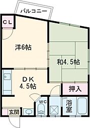 ハイツタダクマ2 2DKの間取図画像