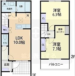 La・pause garden(ラ・ポーズ ガーデン) B 2LDKの間取図画像