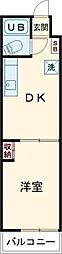 エルベール新町2号館 1DKの間取図画像