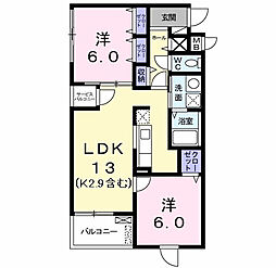 ベルプレーヌ 2LDKの間取図画像
