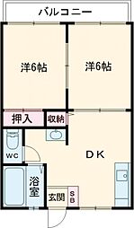 サンハイツ小川A 2DKの間取図画像