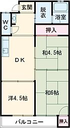 コーポハウス城崎 3DKの間取図画像