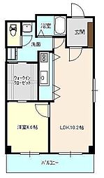 ウェルス細江 1LDKの間取図画像