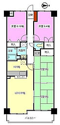 ホウライツルビル 3LDKの間取図画像