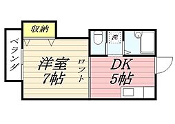 サンライズハイツ 1DKの間取図画像
