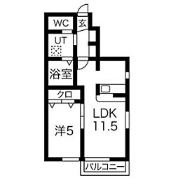 カーザ・アルファ 1LDKの間取図画像