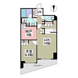 みなとみらいミッドスクエア 1SLDKの間取図画像