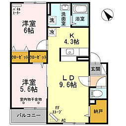 コンフォール八軒 2LDKの間取図画像