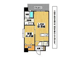 アクシオ三萩野 1LDKの間取図画像