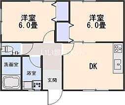 メゾンシブキB 2DKの間取図画像