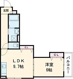 クリエオーレ門真南1 1DKの間取図画像
