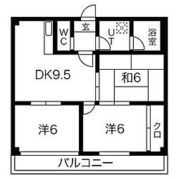 ハイツ元町 3DKの間取図画像