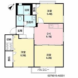 ビバブルエクティ1 3DKの間取図画像