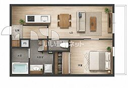 REGINA大分駅南 1LDKの間取図画像