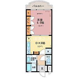 QUALIA 1DKの間取図画像