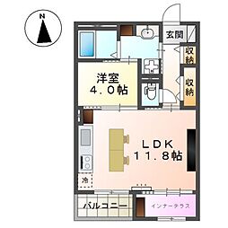 スイートモダン東宿郷 1LDKの間取図画像